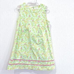 Gymboree Green Pink Floral Paisley Sleeveless Rick Rack Trim Dress - Size 7